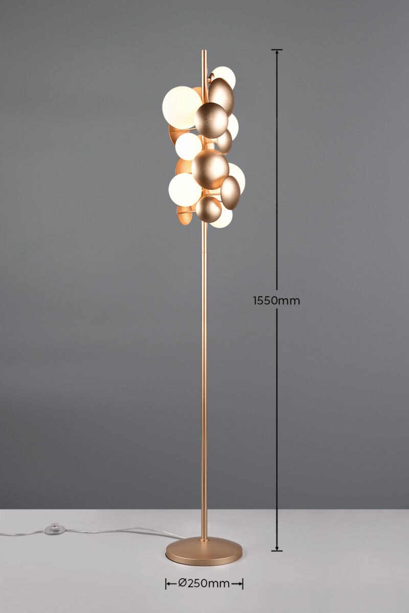 Trio Lighting Bubble 417400779 – Διακοσμητικό Φωτιστικό Δαπέδου G9, Χρυσό & Λευκό