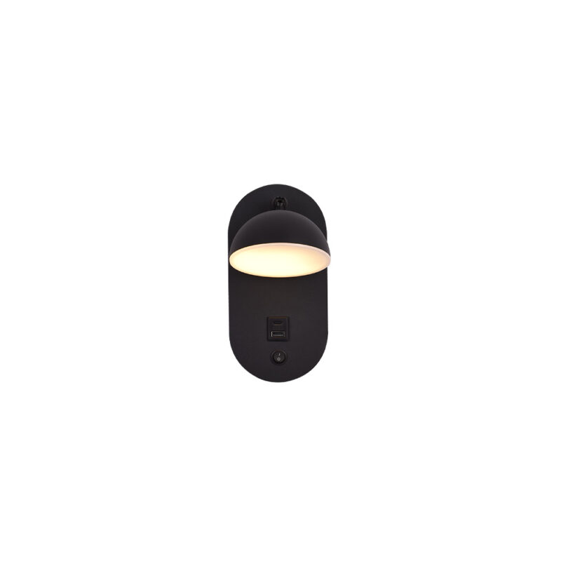 Inlight Επιτοίχιο φωτιστικό LED 7W 3000K από μαύρο μέταλλο D:22x14cm (43062)