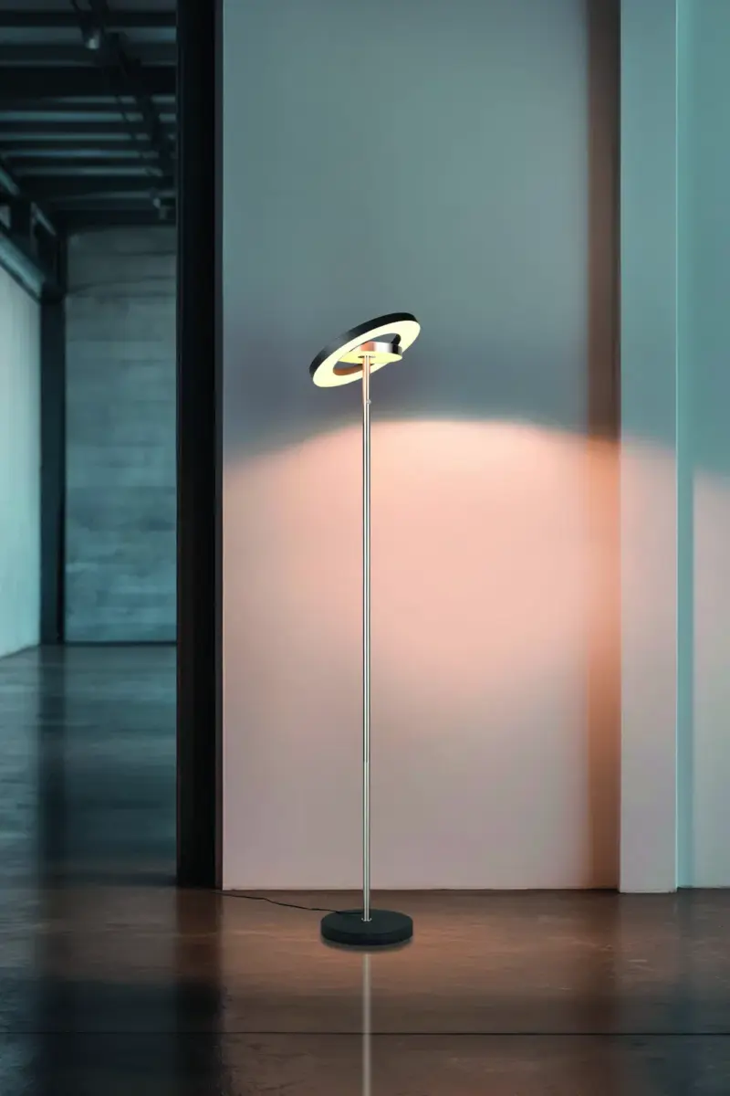 Trio Lighting – 434410107 GUANO Φωτιστικό Δαπέδου LED 19W 2100lm Dimmable CCT Μαύρο & Νίκελ Ματ