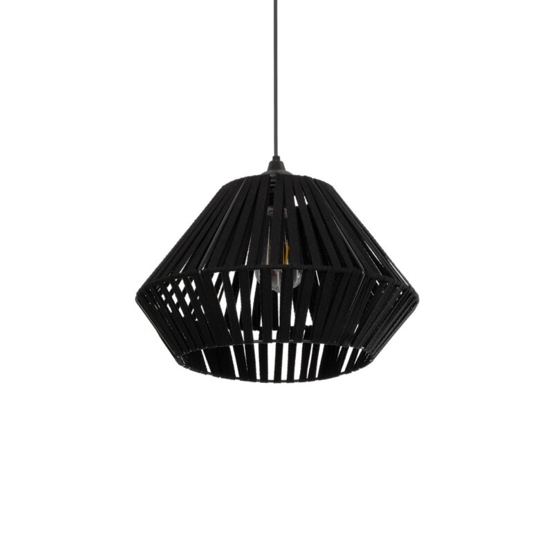 GLOBOSTAR® NUI 205-0061 Boho Κρεμαστό Φωτιστικό Οροφής με Ντουί 1 x E27 AC 220-240V IP20 – Μαύρο – M36 x Π36 x Υ27cm