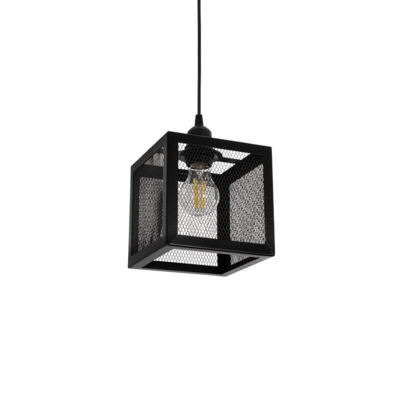 GLOBOSTAR® JAULA 204-0181 Μοντέρνο Κρεμαστό Φωτιστικό Οροφής Μονόφωτο 1 x E27 AC 220-240V IP20 Μαύρο – Μ16 x Π16 x Υ16cm