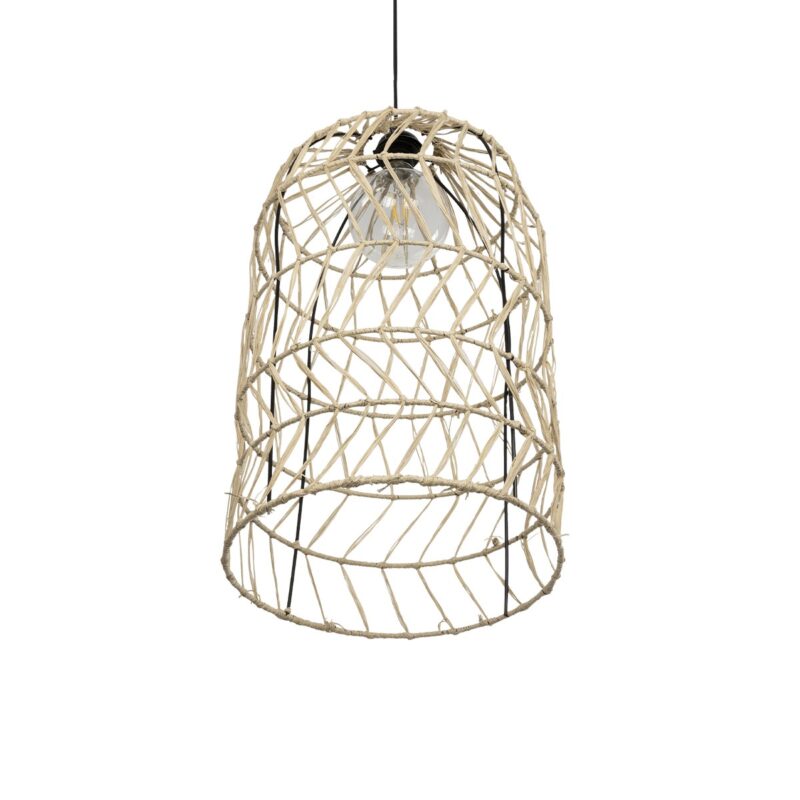 GLOBOSTAR® NETI 205-0025 Boho Κρεμαστό Φωτιστικό Οροφής με Ντουί 1 x E27 AC 220-240V IP20 – Μπεζ – M35 x Π35 x Υ63cm