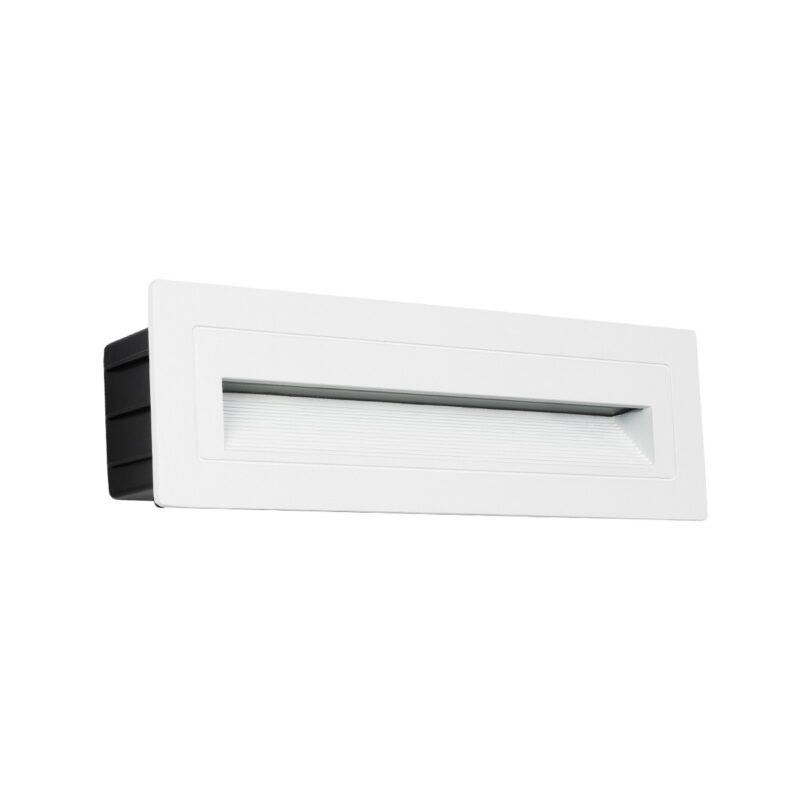 kelvo® STEPART KLV-101-0088 Χωνευτό Φωτιστικό Σκαλοπατιού / Διαδρόμου LED 4W 500lm 45° AC 220-240V Αδιάβροχο IP65 Θερμό Λευκό 2700K – Lumileds SMD Chip & TÜV SÜD Driver – Λευκό Ματ – Μ21 x Π5.5 x Υ6.5cm / Q20.3 x 5.6cm – 5 Χρόνια Εγγύηση