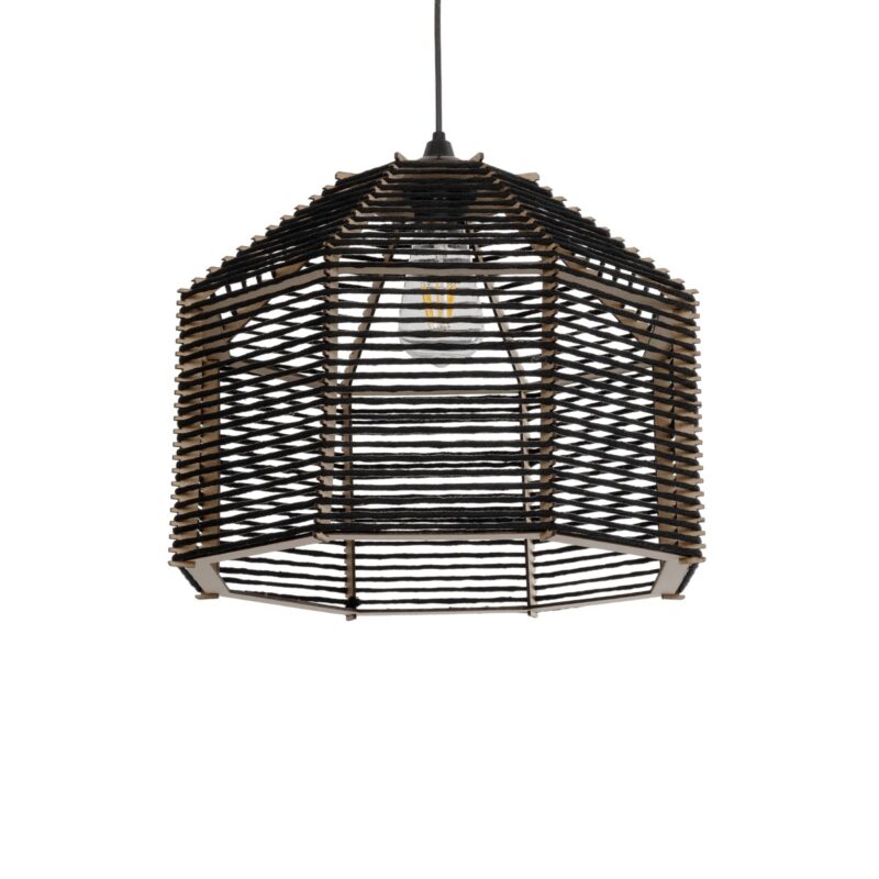 GLOBOSTAR® VORK 205-0027 Boho Κρεμαστό Φωτιστικό Οροφής με Ντουί 1 x E27 AC 220-240V IP20 – Μαύρο – M40 x Π40 x Υ36cm