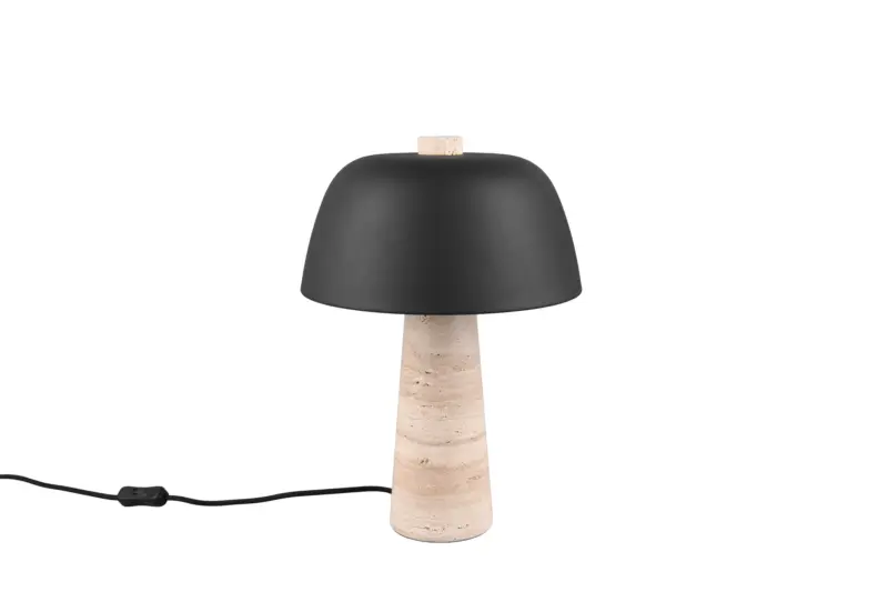 Trio Lighting Timba 567800232 – Επιτραπέζιο Φωτιστικό με Τραβερτίνη πέτρα Μαύρο & 2 × E27
