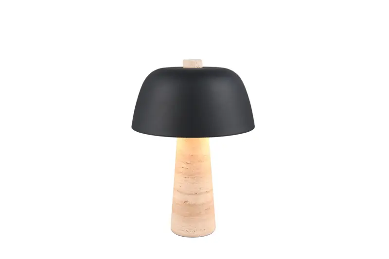 Trio Lighting Timba 567800232 – Επιτραπέζιο Φωτιστικό με Τραβερτίνη πέτρα Μαύρο & 2 × E27