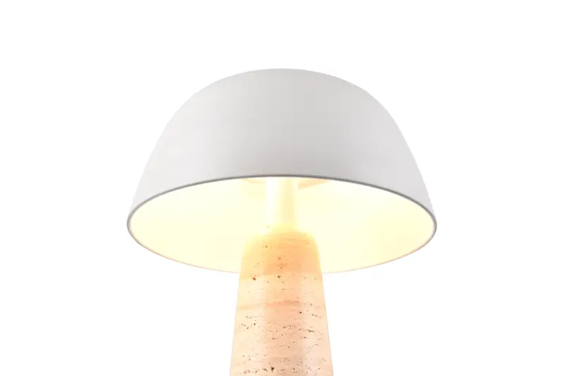 Trio Lighting Timba 567800276 – Επιτραπέζιο Φωτιστικό με Τραβερτίνη πέτρα Λευκό & 2 × E27