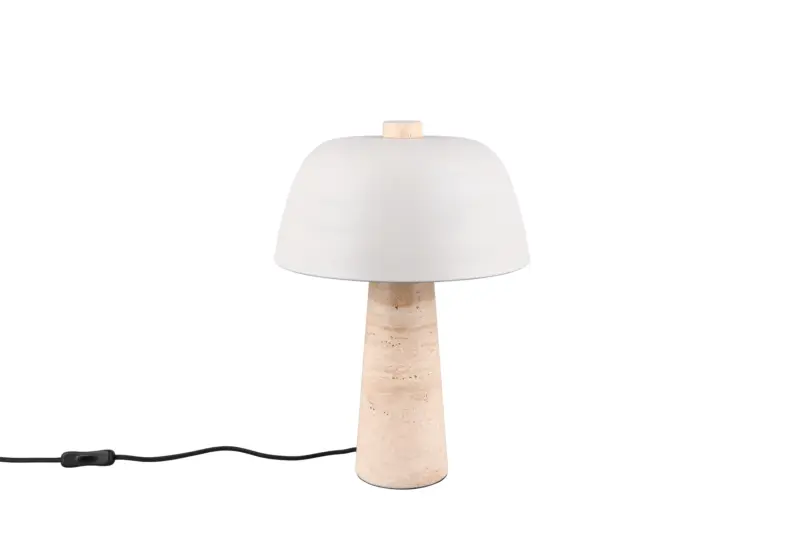 Trio Lighting Timba 567800276 – Επιτραπέζιο Φωτιστικό με Τραβερτίνη πέτρα Λευκό & 2 × E27
