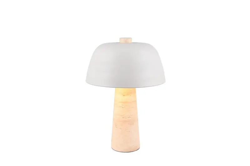 Trio Lighting Timba 567800276 – Επιτραπέζιο Φωτιστικό με Τραβερτίνη πέτρα Λευκό & 2 × E27