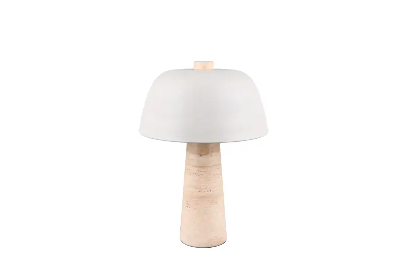 Trio Lighting Timba 567800276 – Επιτραπέζιο Φωτιστικό με Τραβερτίνη πέτρα Λευκό & 2 × E27