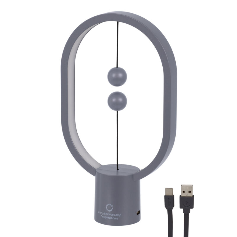GloboStar® 76545 Επιτραπέζιο Φωτιστικό Πορτατίφ LED 15W 1500lm 360° DC 5V IP20 Θερμό Λευκό 2700K Γκρι & Λευκό Πλαστικό – Μ14 x Π5.5 x Υ24.8cm – 2 Xρόνια Εγγύηση