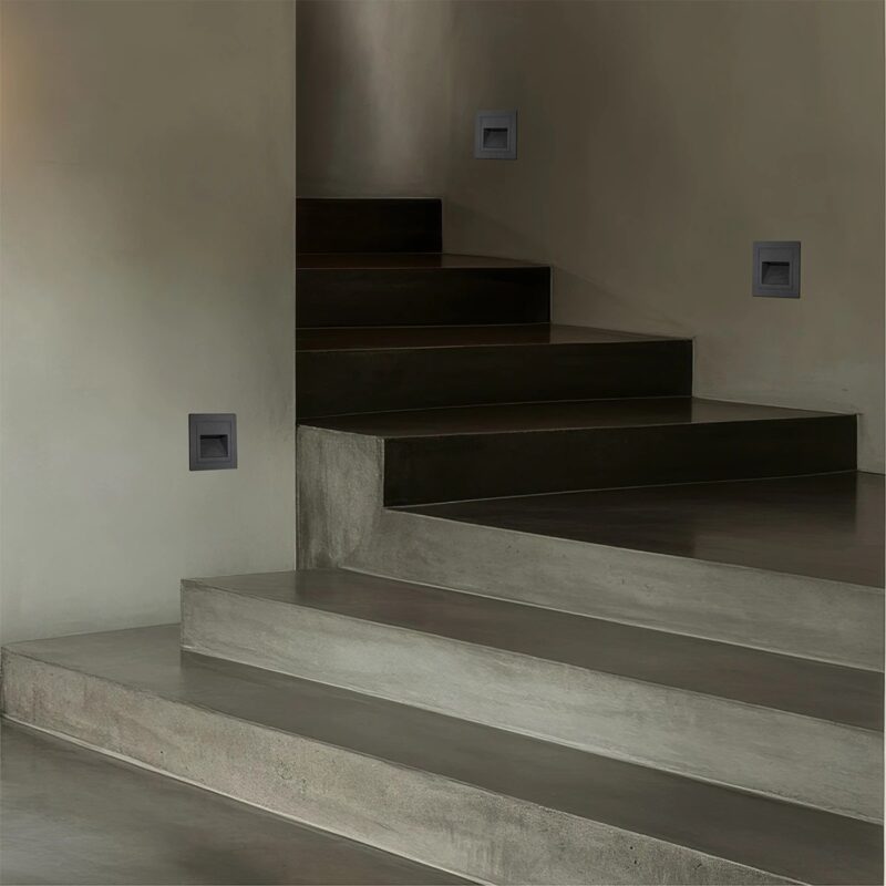 kelvo® STEPART KLV-101-0078 Χωνευτό Φωτιστικό Σκαλοπατιού / Διαδρόμου LED 3W 375lm 45° AC 220-240V Αδιάβροχο IP65 Θερμό Λευκό 2700K – Lumileds SMD Chip & TÜV SÜD Driver – Γκρι Ανθρακί Ματ – Μ8.5 x Π5 x Υ8.5cm / Q6.7 x 6.7cm – 5 Χρόνια Εγγύηση