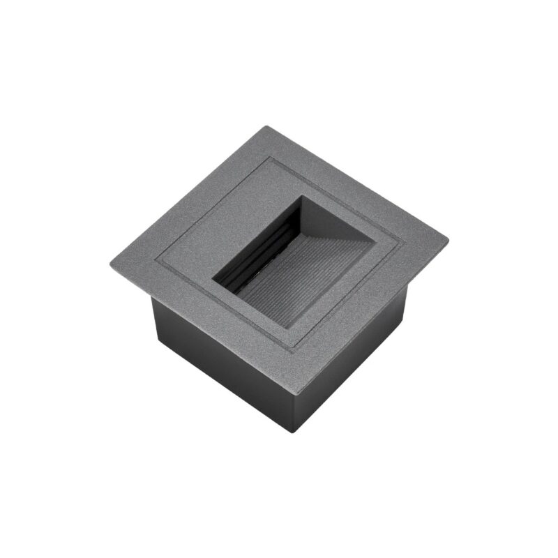 kelvo® STEPART KLV-101-0078 Χωνευτό Φωτιστικό Σκαλοπατιού / Διαδρόμου LED 3W 375lm 45° AC 220-240V Αδιάβροχο IP65 Θερμό Λευκό 2700K – Lumileds SMD Chip & TÜV SÜD Driver – Γκρι Ανθρακί Ματ – Μ8.5 x Π5 x Υ8.5cm / Q6.7 x 6.7cm – 5 Χρόνια Εγγύηση