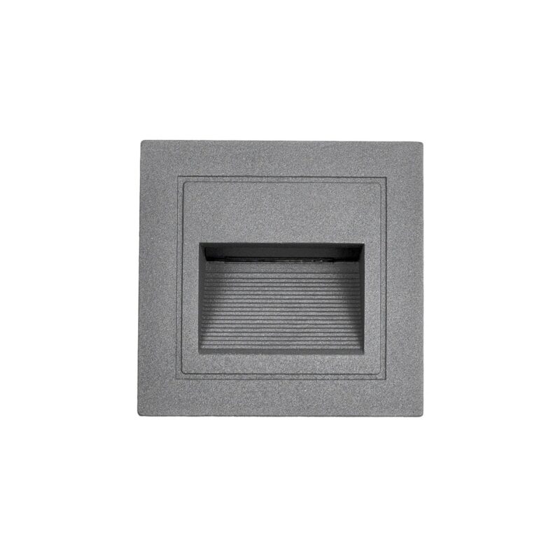 kelvo® STEPART KLV-101-0078 Χωνευτό Φωτιστικό Σκαλοπατιού / Διαδρόμου LED 3W 375lm 45° AC 220-240V Αδιάβροχο IP65 Θερμό Λευκό 2700K – Lumileds SMD Chip & TÜV SÜD Driver – Γκρι Ανθρακί Ματ – Μ8.5 x Π5 x Υ8.5cm / Q6.7 x 6.7cm – 5 Χρόνια Εγγύηση