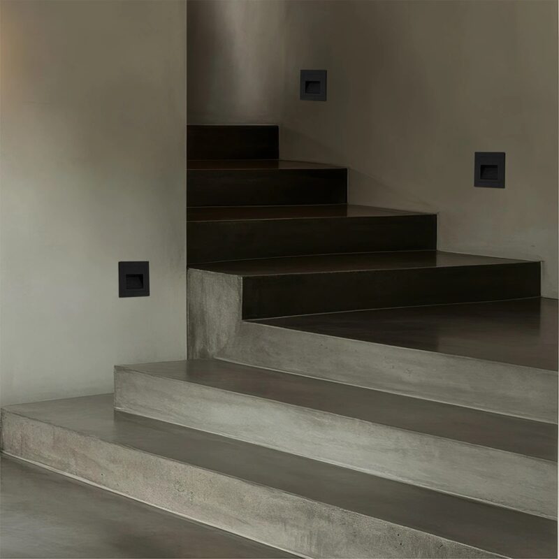 kelvo® STEPART KLV-101-0077 Χωνευτό Φωτιστικό Σκαλοπατιού / Διαδρόμου LED 3W 375lm 45° AC 220-240V Αδιάβροχο IP65 Θερμό Λευκό 2700K – Lumileds SMD Chip & TÜV SÜD Driver – Μαύρο Ματ – Μ8.5 x Π5 x Υ8.5cm / Q6.7 x 6.7cm – 5 Χρόνια Εγγύηση