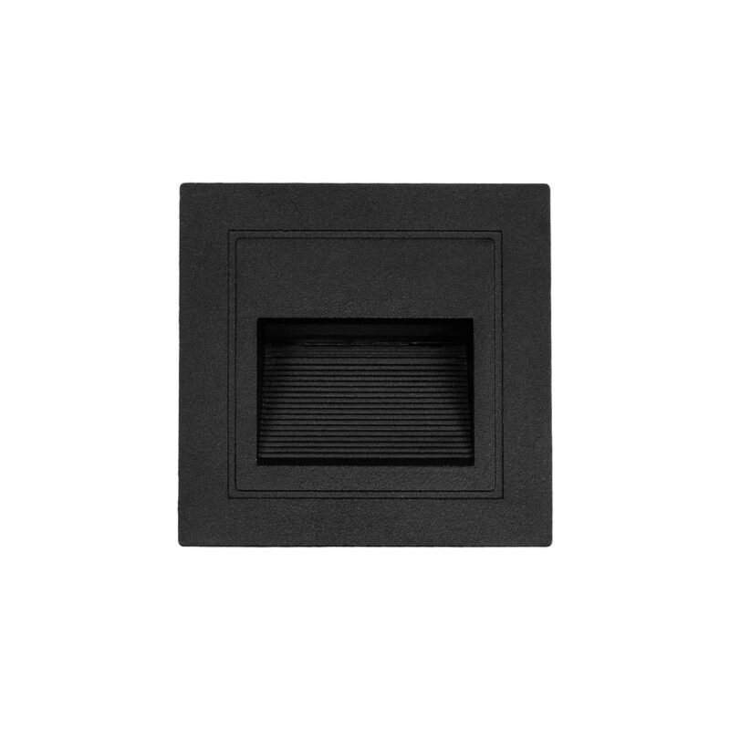 kelvo® STEPART KLV-101-0077 Χωνευτό Φωτιστικό Σκαλοπατιού / Διαδρόμου LED 3W 375lm 45° AC 220-240V Αδιάβροχο IP65 Θερμό Λευκό 2700K – Lumileds SMD Chip & TÜV SÜD Driver – Μαύρο Ματ – Μ8.5 x Π5 x Υ8.5cm / Q6.7 x 6.7cm – 5 Χρόνια Εγγύηση