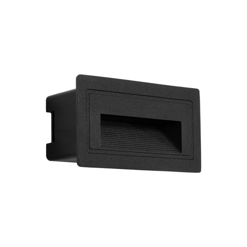 kelvo® STEPART KLV-101-0080 Χωνευτό Φωτιστικό Σκαλοπατιού / Διαδρόμου LED 3W 375lm 45° AC 220-240V Αδιάβροχο IP65 Θερμό Λευκό 2700K – Lumileds SMD Chip & TÜV SÜD Driver – Μαύρο Ματ – Μ10.5 x Π4.5 x Υ6cm / Q9.1 x 4.5cm – 5 Χρόνια Εγγύηση