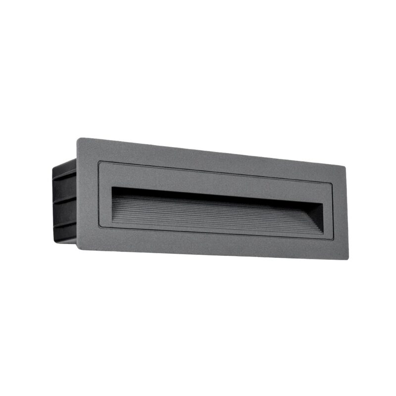 kelvo® STEPART KLV-101-0087 Χωνευτό Φωτιστικό Σκαλοπατιού / Διαδρόμου LED 4W 500lm 45° AC 220-240V Αδιάβροχο IP65 Θερμό Λευκό 2700K – Lumileds SMD Chip & TÜV SÜD Driver – Γκρι Ανθρακί Ματ – Μ21 x Π5.5 x Υ6.5cm / Q20.3 x 5.6cm – 5 Χρόνια Εγγύηση
