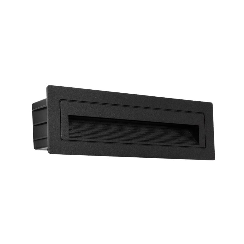 kelvo® STEPART KLV-101-0086 Χωνευτό Φωτιστικό Σκαλοπατιού / Διαδρόμου LED 4W 500lm 45° AC 220-240V Αδιάβροχο IP65 Θερμό Λευκό 2700K – Lumileds SMD Chip & TÜV SÜD Driver – Μαύρο Ματ – Μ21 x Π5.5 x Υ6.5cm / Q20.3 x 5.6cm – 5 Χρόνια Εγγύηση