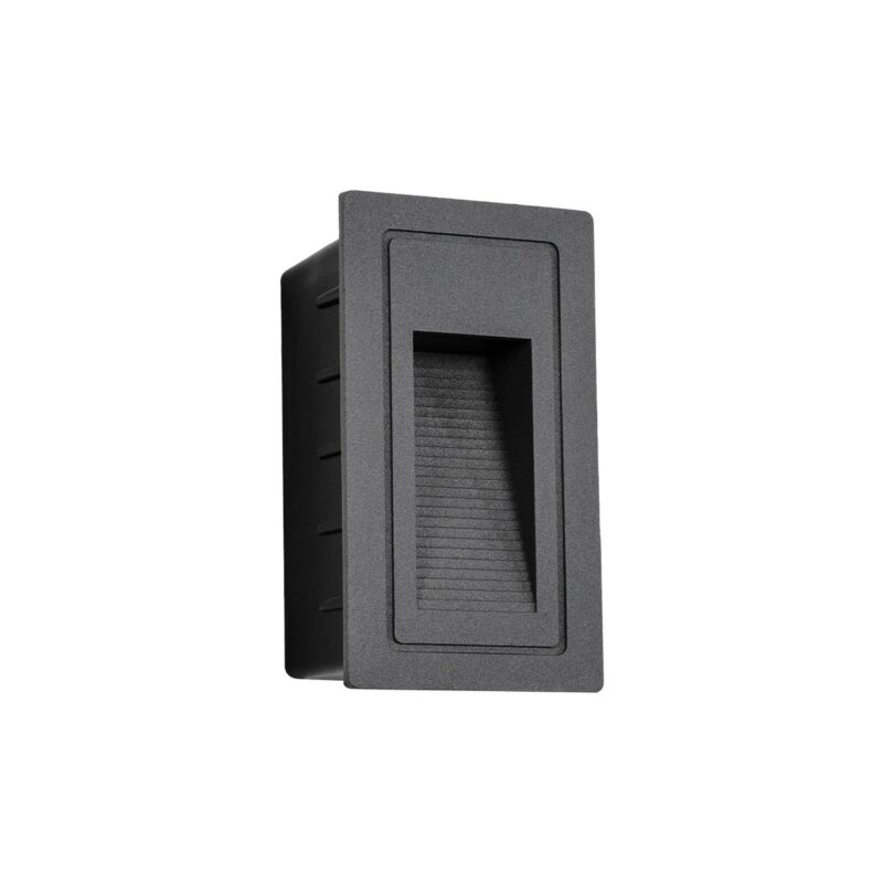 kelvo® STEPART KLV-101-0090 Χωνευτό Φωτιστικό Σκαλοπατιού / Διαδρόμου LED 3W 375lm 45° AC 220-240V Αδιάβροχο IP65 Θερμό Λευκό 2700K – Lumileds SMD Chip & TÜV SÜD Driver – Γκρι Ανθρακί Ματ – Μ6 x Π5.5 x Υ10cm / Q5 x 9.6cm – 5 Χρόνια Εγγύηση