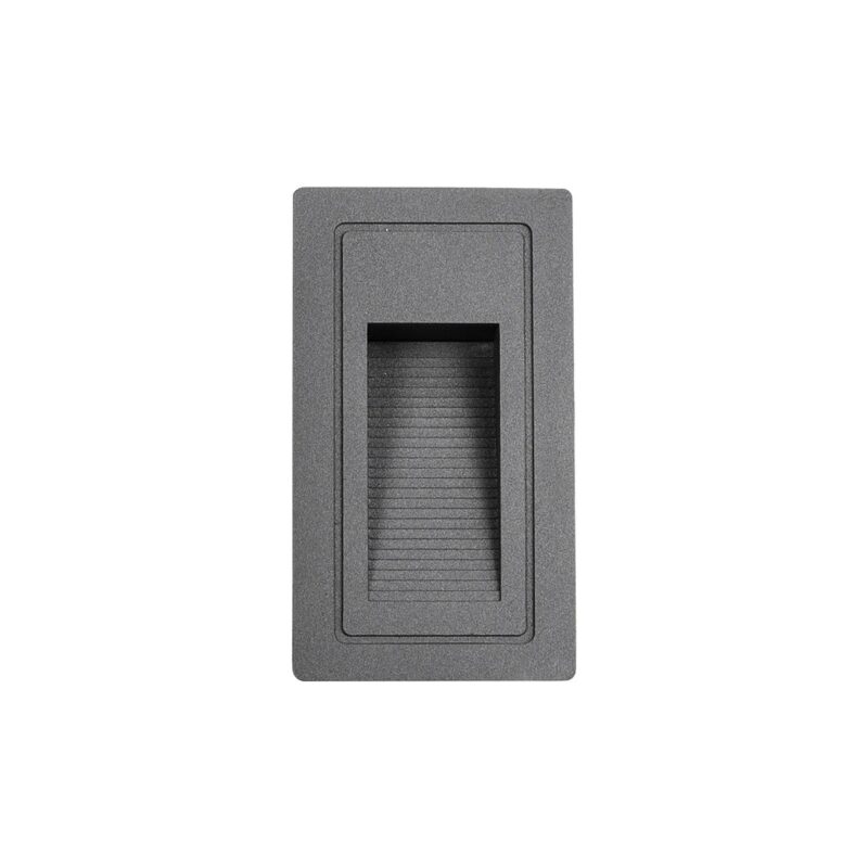 kelvo® STEPART KLV-101-0090 Χωνευτό Φωτιστικό Σκαλοπατιού / Διαδρόμου LED 3W 375lm 45° AC 220-240V Αδιάβροχο IP65 Θερμό Λευκό 2700K – Lumileds SMD Chip & TÜV SÜD Driver – Γκρι Ανθρακί Ματ – Μ6 x Π5.5 x Υ10cm / Q5 x 9.6cm – 5 Χρόνια Εγγύηση