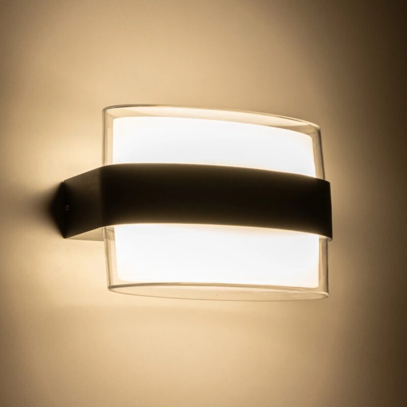 GLOBOSTAR® EMPIRE 60782 Μοντέρνο Φωτιστικό Τοίχου – Απλίκα LED 12W 1260lm 120° AC 220-240V Αδιάβροχο IP65 Φυσικό Λευκό 4500K – Bridgelux SMD Chip & TÜV SÜD Driver – Μαύρο Ματ – Μ18.5 x Π9 x Υ12cm – 3 Χρόνια Εγγύηση