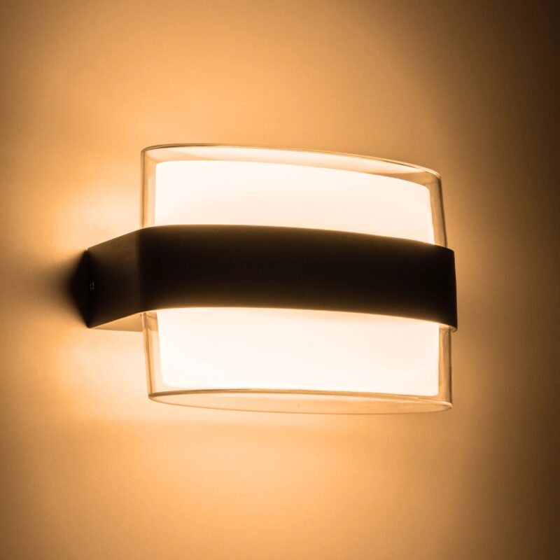 GLOBOSTAR® EMPIRE 60783 Μοντέρνο Φωτιστικό Τοίχου – Απλίκα LED 12W 1200lm 120° AC 220-240V Αδιάβροχο IP65 Θερμό Λευκό 2700K – Bridgelux SMD Chip & TÜV SÜD Driver – Μαύρο Ματ – Μ18.5 x Π9 x Υ12cm – 3 Χρόνια Εγγύηση