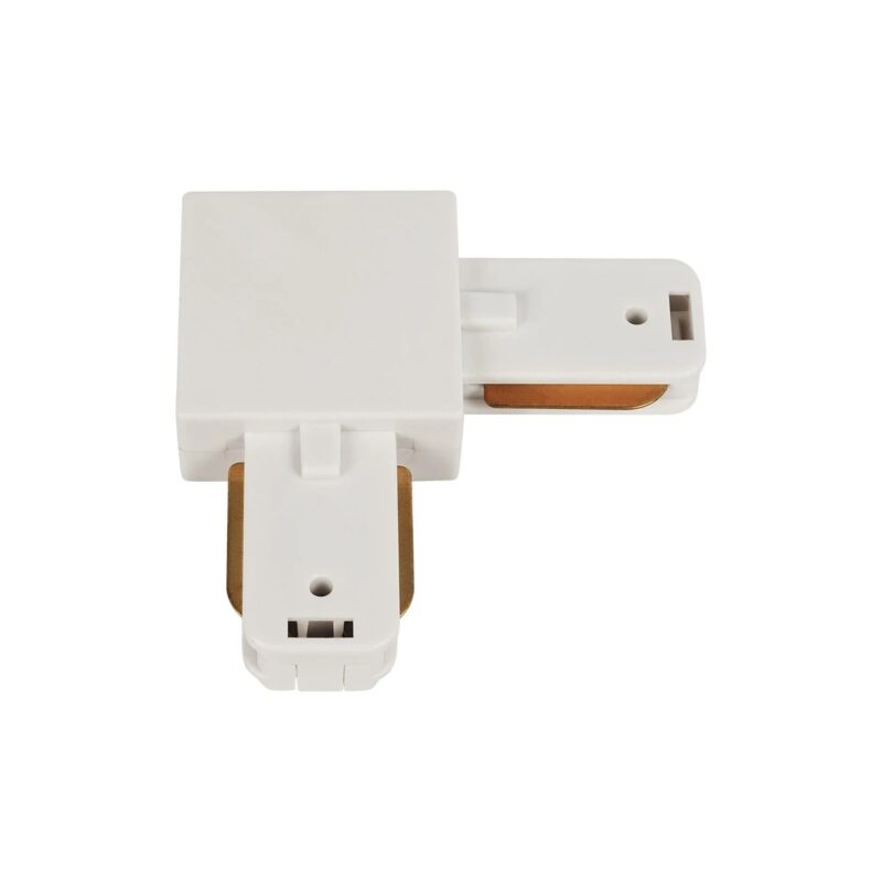 GLOBOSTAR® EUROTRACK-1PH 60906 Μονοφασικός Σύνδεσμος Γ Ράγας 2 Καλωδίων 1L+1N για Σύστημα Ράγας Eurotrack-1PH AC 220-240V IP20 – Λευκό Ματ – Μ6.5 x Π6.5 x Υ1.6cm