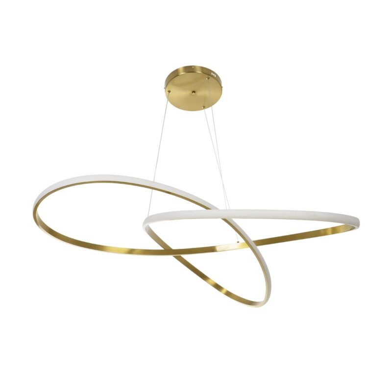 GLOBOSTAR® DEXTER 60920 Μοντέρνο Κρεμαστό Φωτιστικό Οροφής LED 120W 13440lm 300° AC 220-240V IP20 Ρυθμιζόμενο Λευκό CCT με Χειριστήριο από 2700K έως 6000K Dimmable – Lumileds SMD Chip – Χρυσό Βούρτσας – Μ103 x Π103 x Υ30cm – 3 Χρόνια Εγγύηση