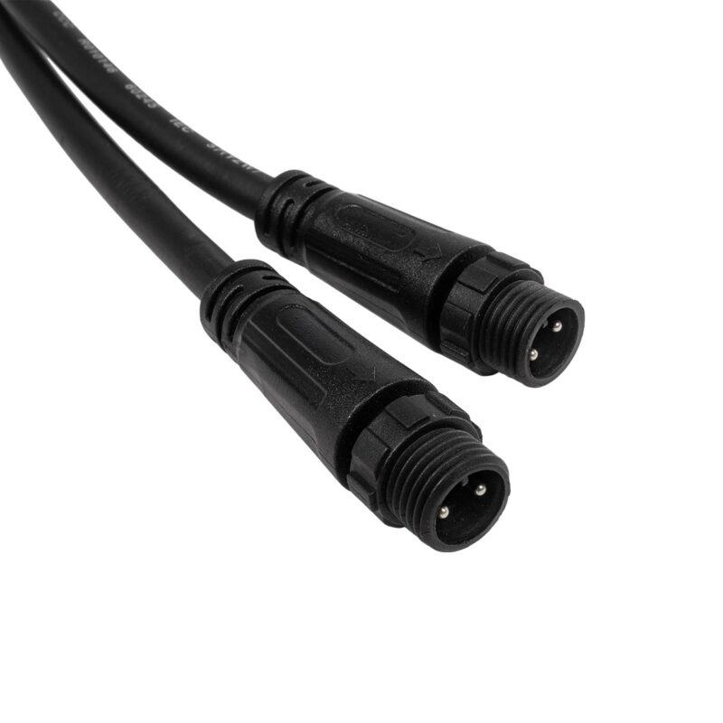 GLOBOSTAR® CONNECTOR 60954 2 Pin Καλώδιο/Επέκταση Τ 1 Μέτρου με Είσοδο 1 x Αρσενικό Βύσμα & Έξοδο 2 x Θηλυκά Βύσματα Αδιάβροχο IP68 – Μαύρο – Μ100 x Π3.7 x Υ1.4cm