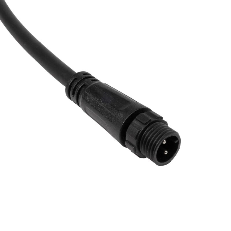 GLOBOSTAR® CONNECTOR 60955 2 Pin Καλώδιο/Επέκταση Ι 1 Μέτρου με Είσοδο 1 x Αρσενικό Βύσμα & Έξοδο 1 x Θηλυκό Βύσμα Αδιάβροχο IP68 – Μαύρο – Μ100 x Π1.5 x Υ1.5cm