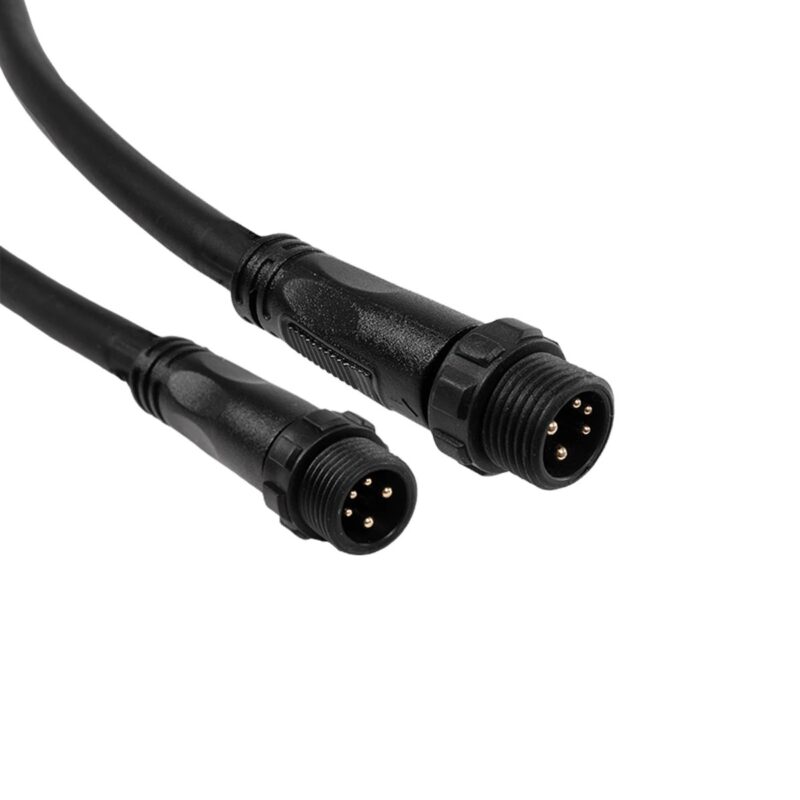 GLOBOSTAR® CONNECTOR 60957 5 Pin Καλώδιο/Επέκταση Τ 1 Μέτρου με Είσοδο 1 x Αρσενικό Βύσμα & Έξοδο 2 x Θηλυκά Βύσματα Αδιάβροχο IP68 – Μαύρο – Μ100 x Π52 x Υ2cm