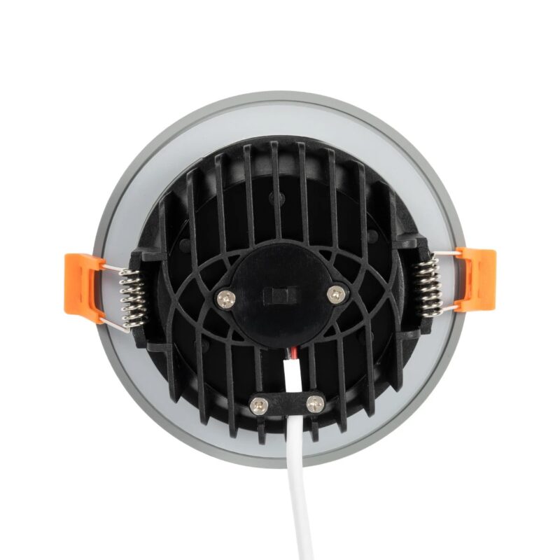 GLOBOSTAR® WATERA 60986 Χωνευτό Downlight Σποτ Panel Μπάνιου & WC LED 12W 1500lm 120° AC 220-240V Αδιάβροχο IP54 Ρυθμιζόμενο Λευκό CCT με Διακόπτη στο Σώμα 2700K/4500K/6000K Dimmable – Lumileds SMD Chip & TÜV SÜD Driver – Γκρι Ανθρακί Ματ – Μ10.8 x Π10.8 x Υ3.2cm / Q9cm – 3 Χρόνια Εγγύηση