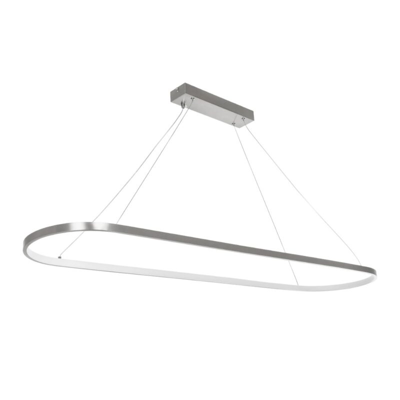 GLOBOSTAR® BOLIVAR 61273 Μοντέρνο Κρεμαστό Φωτιστικό Οροφής LED 54W 6210lm 360° AC 220-240V IP20 Ρυθμιζόμενο Λευκό CCT με Χειριστήριο από 2700K έως 6000K Dimmable – Lumileds SMD Chip – Νίκελ Βούρτσας – Μ120 x Π30 x Υ2cm – 3 Χρόνια Εγγύηση
