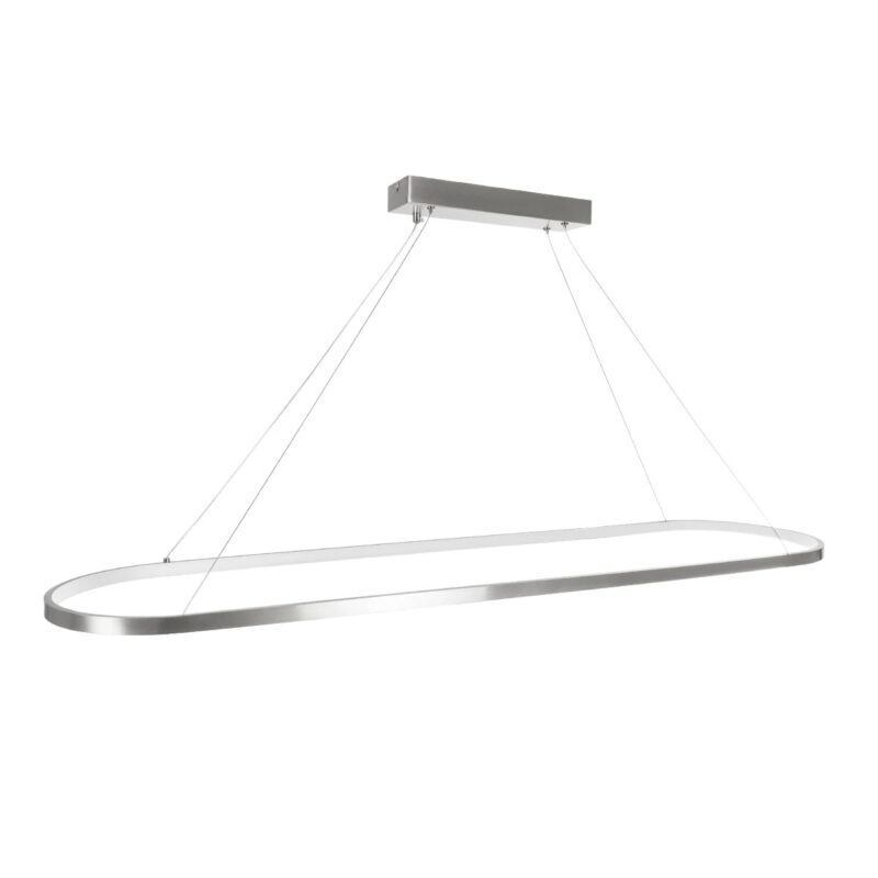 GLOBOSTAR® BOLIVAR 61273 Μοντέρνο Κρεμαστό Φωτιστικό Οροφής LED 54W 6210lm 360° AC 220-240V IP20 Ρυθμιζόμενο Λευκό CCT με Χειριστήριο από 2700K έως 6000K Dimmable – Lumileds SMD Chip – Νίκελ Βούρτσας – Μ120 x Π30 x Υ2cm – 3 Χρόνια Εγγύηση