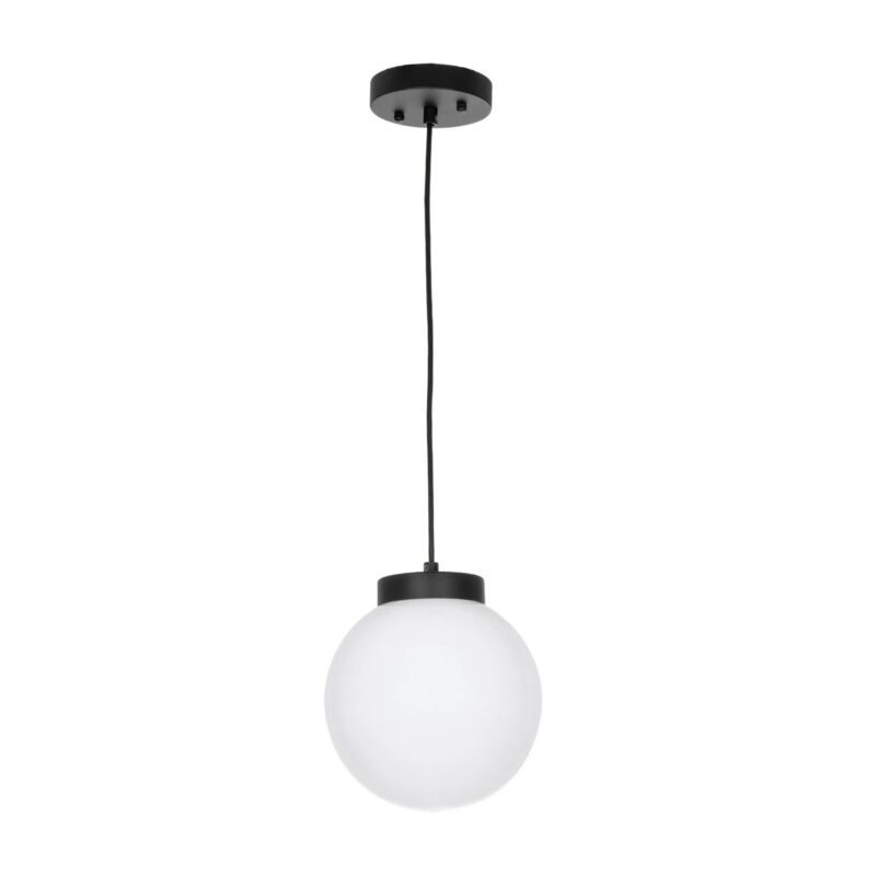 GLOBOSTAR® AGROS 61591 Μοντέρνο Κρεμαστό Φωτιστικό Οροφής με Ντουί 1 x E27 AC 220-240V IP65 – Λευκό & Μάυρο – Μ20 x Π20 x Υ22cm