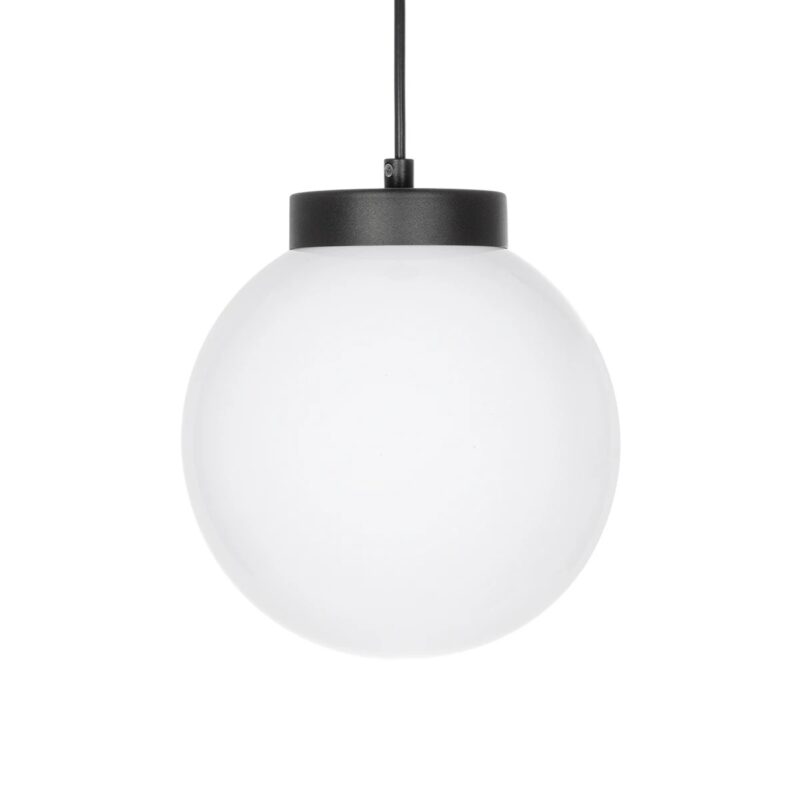 GLOBOSTAR® AGROS 61591 Μοντέρνο Κρεμαστό Φωτιστικό Οροφής με Ντουί 1 x E27 AC 220-240V IP65 – Λευκό & Μάυρο – Μ20 x Π20 x Υ22cm