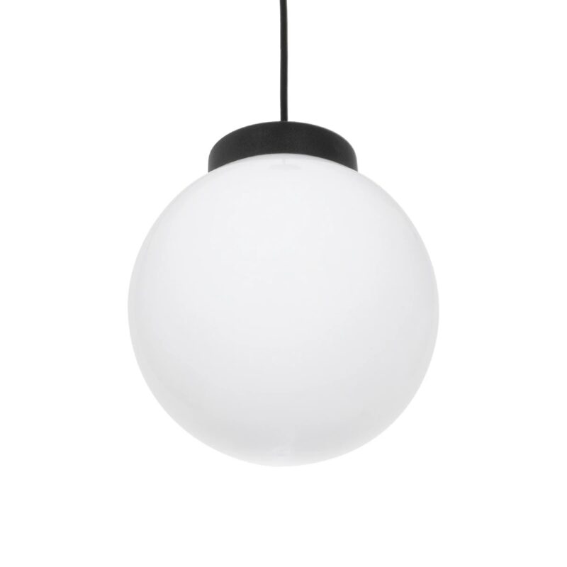 GLOBOSTAR® AGROS 61591 Μοντέρνο Κρεμαστό Φωτιστικό Οροφής με Ντουί 1 x E27 AC 220-240V IP65 – Λευκό & Μάυρο – Μ20 x Π20 x Υ22cm