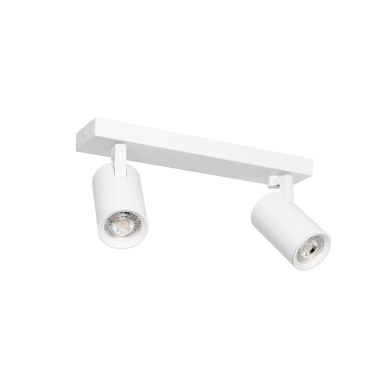 kelvo® SPOTA KLV-101-0137 Κινούμενο Φωτιστικό Σποτ Οροφής για 2 Λάμπες MR16 με Ντουί GU10 AC 220-240V IP20 – Λευκό Ματ – Μ30 x Π6 x Υ14.5cm