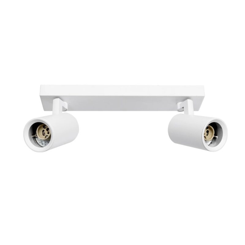 kelvo® SPOTA KLV-101-0137 Κινούμενο Φωτιστικό Σποτ Οροφής για 2 Λάμπες MR16 με Ντουί GU10 AC 220-240V IP20 – Λευκό Ματ – Μ30 x Π6 x Υ14.5cm