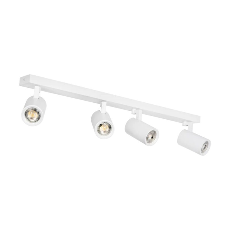 kelvo® SPOTA KLV-101-0141 Κινούμενο Φωτιστικό Σποτ Οροφής για 4 Λάμπες MR16 με Ντουί GU10 AC 220-240V IP20 – Λευκό Ματ – Μ64 x Π6 x Υ14cm