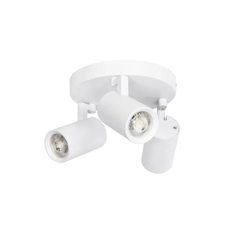 kelvo® SPOTA KLV-101-0145 Κινούμενο Φωτιστικό Σποτ Οροφής για 3 Λάμπες MR16 με Ντουί GU10 AC 220-240V IP20 – Λευκό Ματ – Μ19 x Π19 x Υ14cm