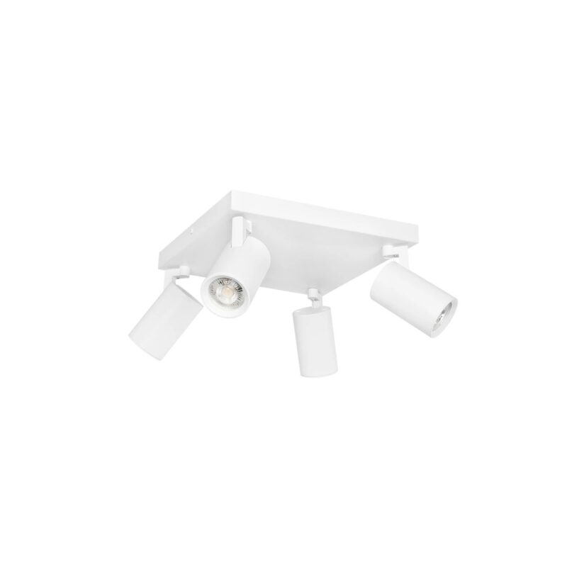 kelvo® SPOTA KLV-101-0147 Κινούμενο Φωτιστικό Σποτ Οροφής για 4 Λάμπες MR16 με Ντουί GU10 AC 220-240V IP20 – Λευκό Ματ – Μ26 x Π26 x Υ14cm