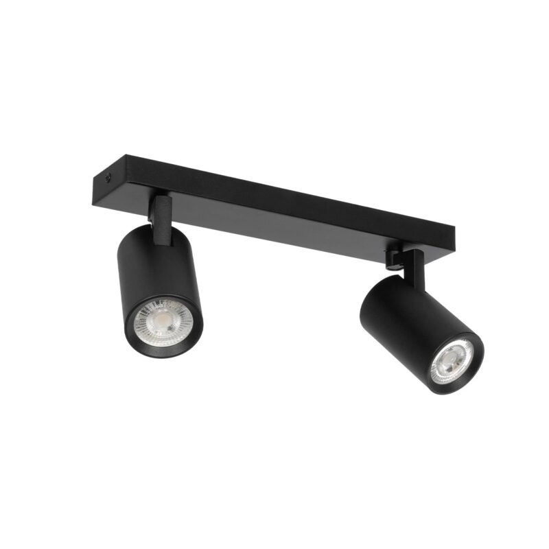 kelvo® SPOTA KLV-101-0136 Κινούμενο Φωτιστικό Σποτ Οροφής για 2 Λάμπες MR16 με Ντουί GU10 AC 220-240V IP20 – Μαύρο Ματ – Μ30 x Π6 x Υ14.5cm