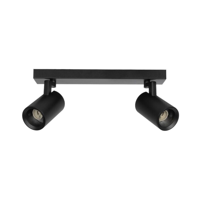 kelvo® SPOTA KLV-101-0136 Κινούμενο Φωτιστικό Σποτ Οροφής για 2 Λάμπες MR16 με Ντουί GU10 AC 220-240V IP20 – Μαύρο Ματ – Μ30 x Π6 x Υ14.5cm