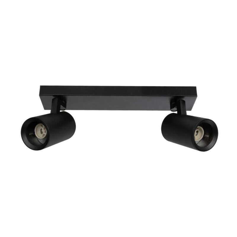 kelvo® SPOTA KLV-101-0136 Κινούμενο Φωτιστικό Σποτ Οροφής για 2 Λάμπες MR16 με Ντουί GU10 AC 220-240V IP20 – Μαύρο Ματ – Μ30 x Π6 x Υ14.5cm