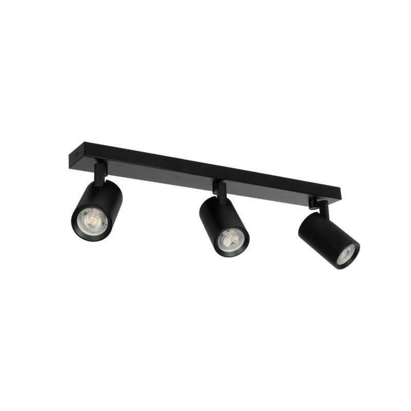 kelvo® SPOTA KLV-101-0138 Κινούμενο Φωτιστικό Σποτ Οροφής για 3 Λάμπες MR16 με Ντουί GU10 AC 220-240V IP20 – Μαύρο Ματ – Μ48 x Π6.2 x Υ14cm