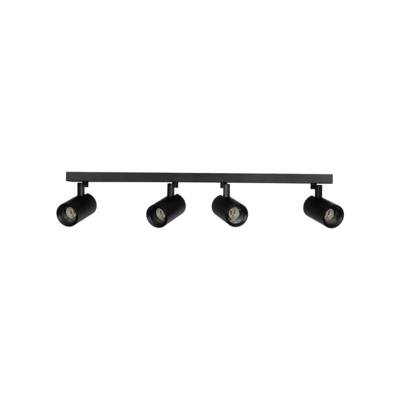 kelvo® SPOTA KLV-101-0140 Κινούμενο Φωτιστικό Σποτ Οροφής για 4 Λάμπες MR16 με Ντουί GU10 AC 220-240V IP20 – Μαύρο Ματ – Μ64 x Π6 x Υ14cm
