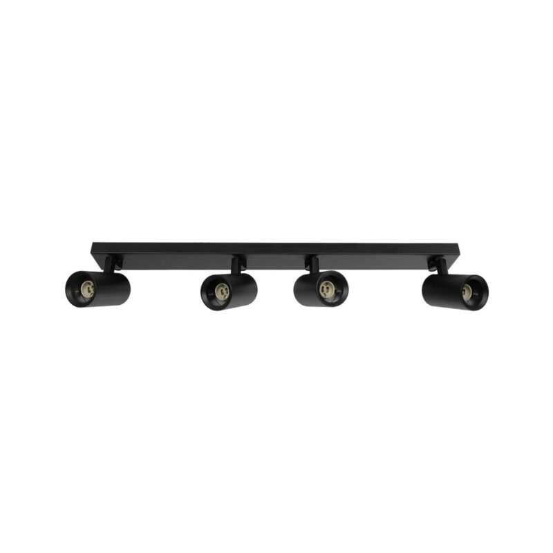 kelvo® SPOTA KLV-101-0140 Κινούμενο Φωτιστικό Σποτ Οροφής για 4 Λάμπες MR16 με Ντουί GU10 AC 220-240V IP20 – Μαύρο Ματ – Μ64 x Π6 x Υ14cm