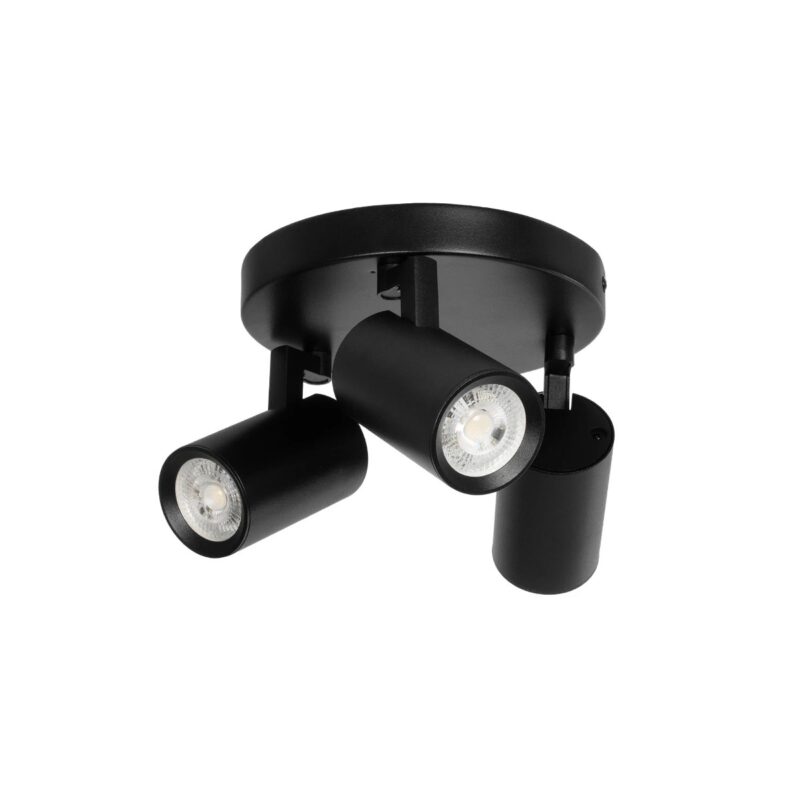 kelvo® SPOTA KLV-101-0144 Κινούμενο Φωτιστικό Σποτ Οροφής για 3 Λάμπες MR16 με Ντουί GU10 AC 220-240V IP20 – Μαύρο Ματ – Μ19 x Π19 x Υ14cm